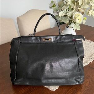 Fendi Peekaboo Black Leather Top-Handle Satchel